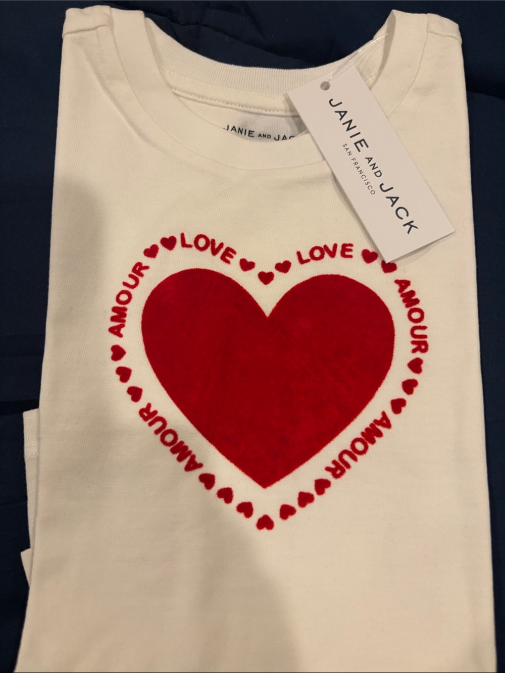 Janie and Jack White Long-Sleeve Tee with Red Heart Graphic - Picture 3 of 4